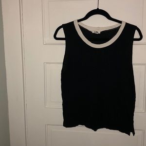 black tank with white collar